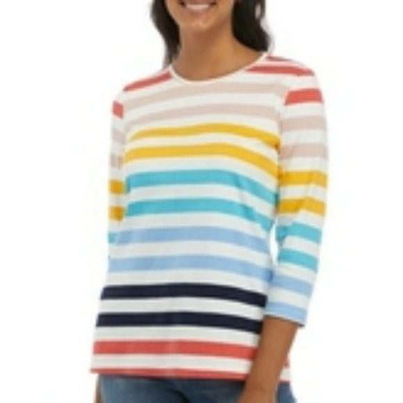 NWT KIM ROGERS STRIPED 3/4 RUFFLE SLEEVE - PLUS SIZE 3X - Picture 1 of 7